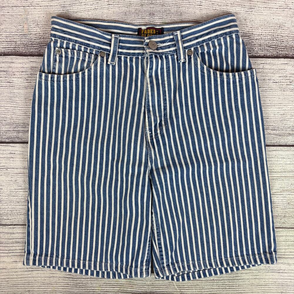Vintage 1990s Faded Glory Pinstripe Denim Shorts